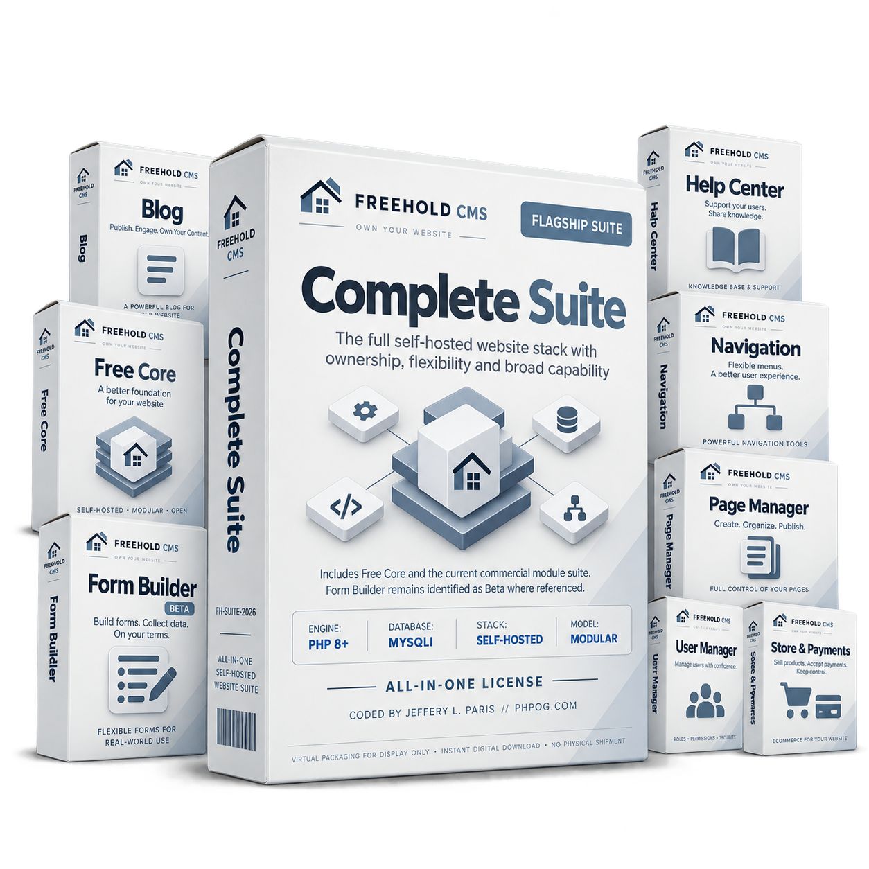 Freehold CMS Complete Suite product boxes